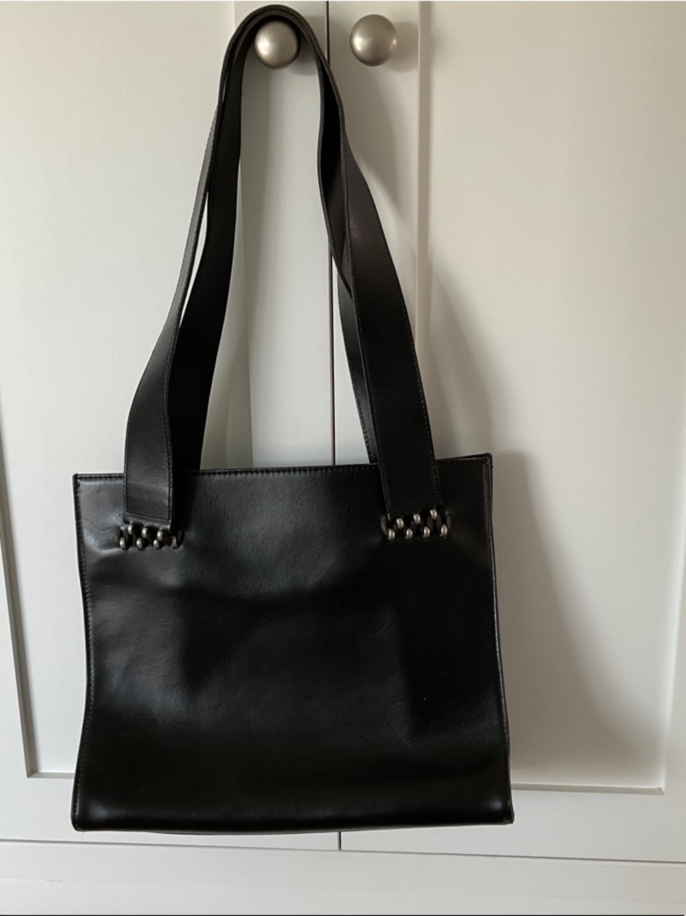 State of Claude Montana Black Leather Tote Bag - Picture 11 of 15